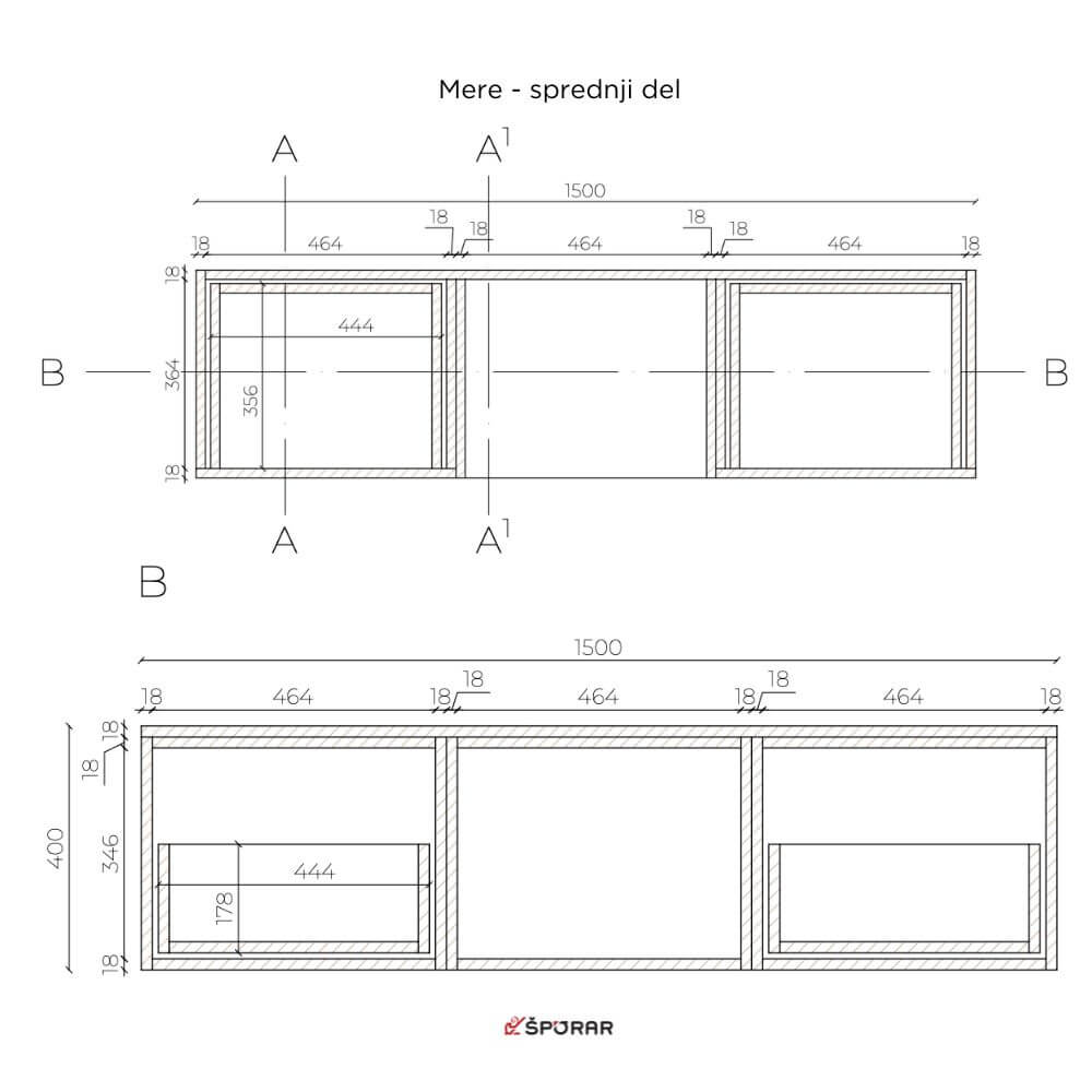 Dnevni regal Tina 150 mere 2