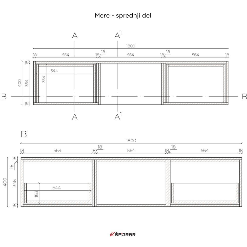 Dnevni regal Tina 180 mere 2