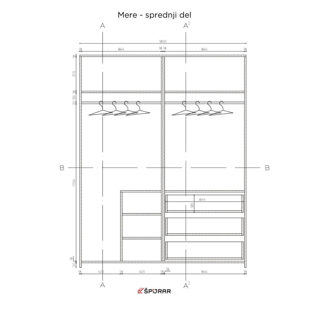 Garderobna omara Silvija mere 3